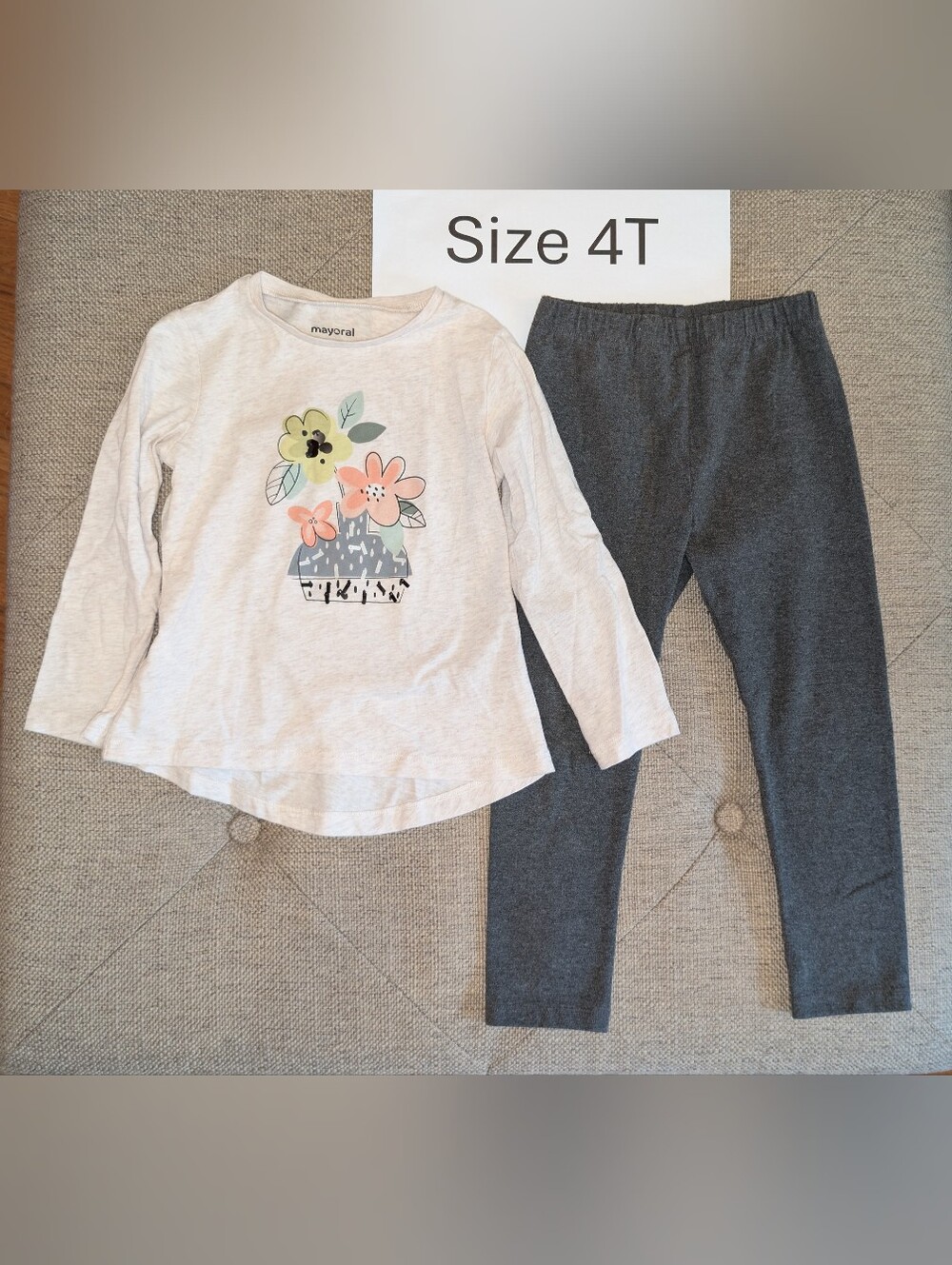 Mayoral 4T Outfit Flower Print With Sequins